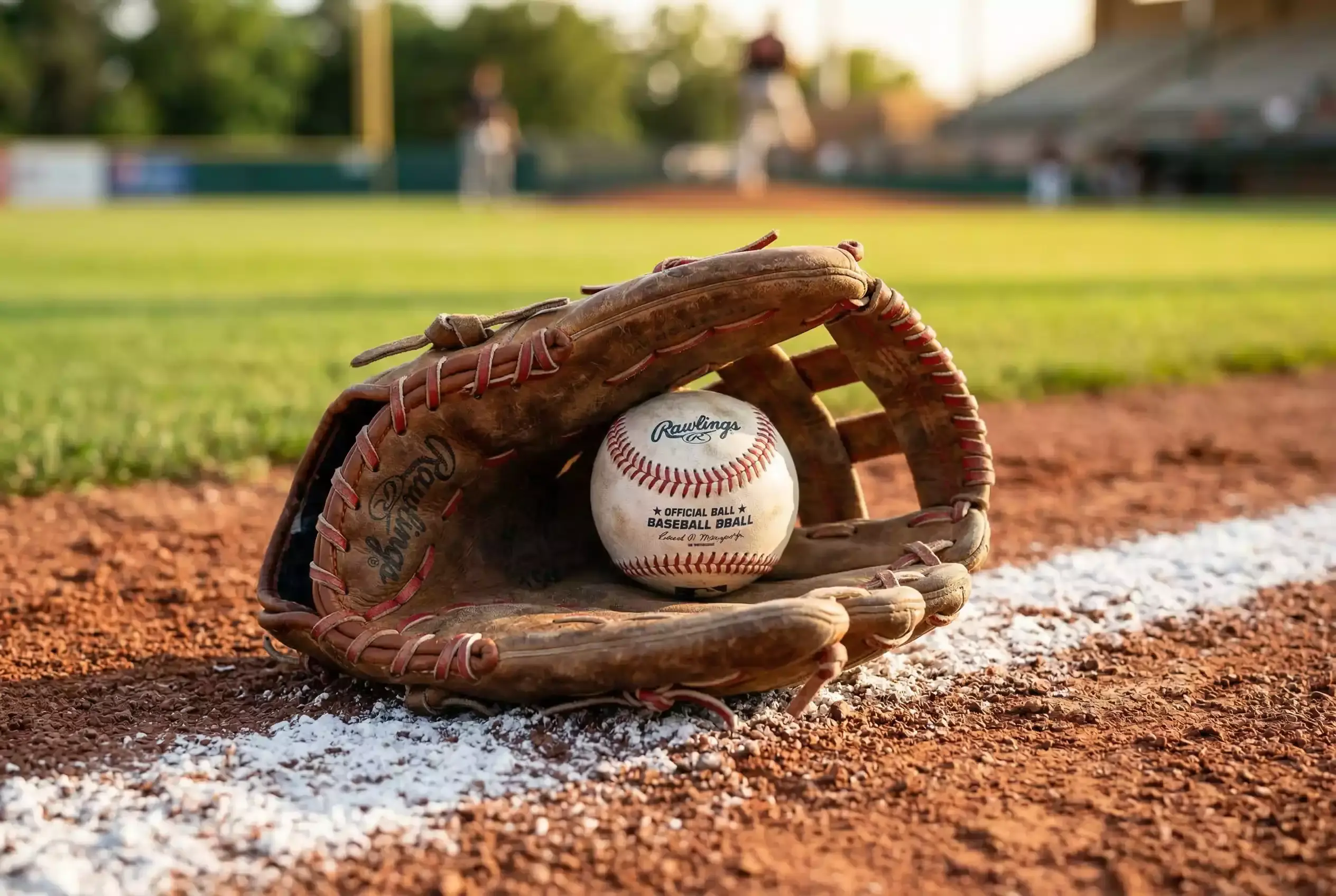 Nahaufnahme eines Baseballhandschuhs mit Ball auf einer Rasenlinie als Symbol für Value-Analyse